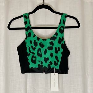 Leopard print crop with zip up back